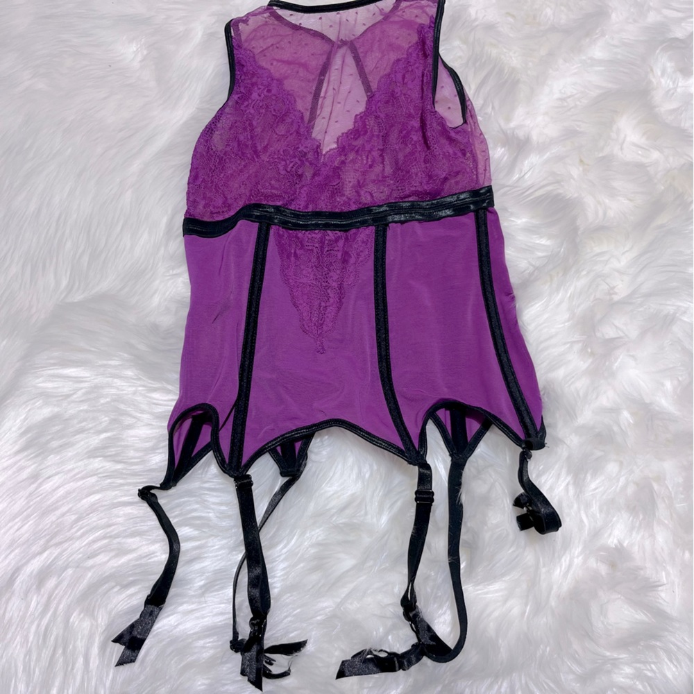 Coquette purple mesh lingerie top size S